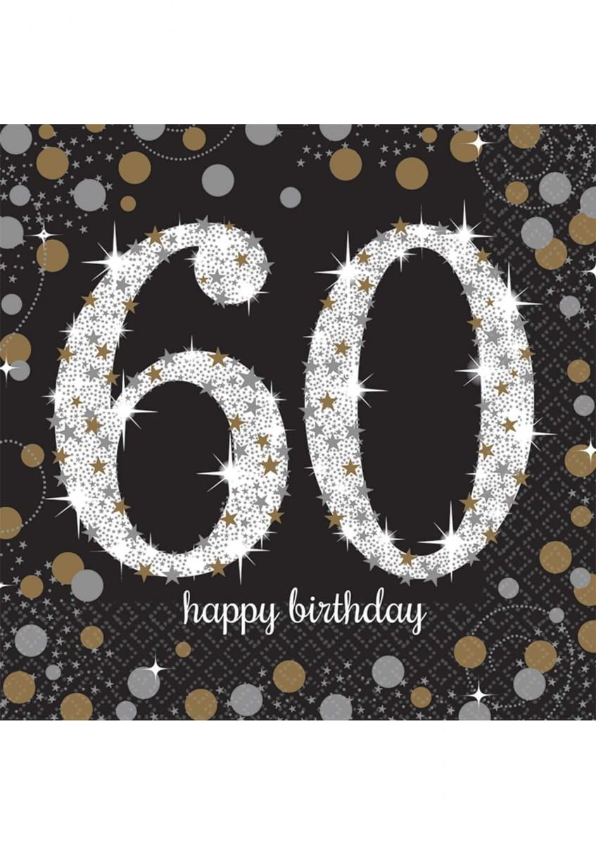 Serwetki papierowe urodzinowe 60 HAPPY BIRTHDAY (16szt.)