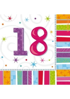 Serwetki na osiemnastk KOLOROWE 18 (16szt)