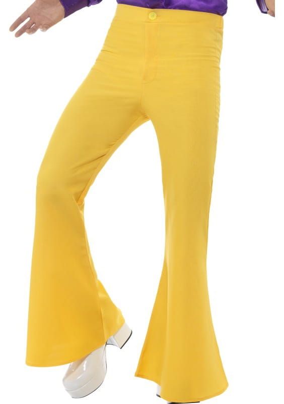 Spodnie męskie dzwony żółte