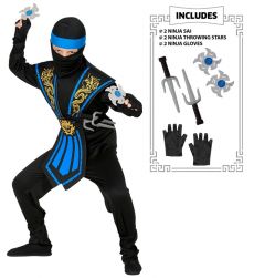 Str�j ninja z broni� KOMBAT niebieski 158cm