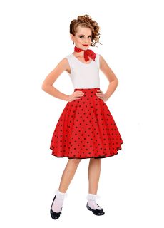 Dzieci�cy STR�J PIN UP lata 50 rozm.  uniwersalny str�j retro dla dziewczynki sp�dniczka w kropki opaska w kropki