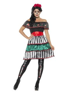 Strj meksykaski SUKIENKA NA HALLOWEEN Dia de los muertos - L