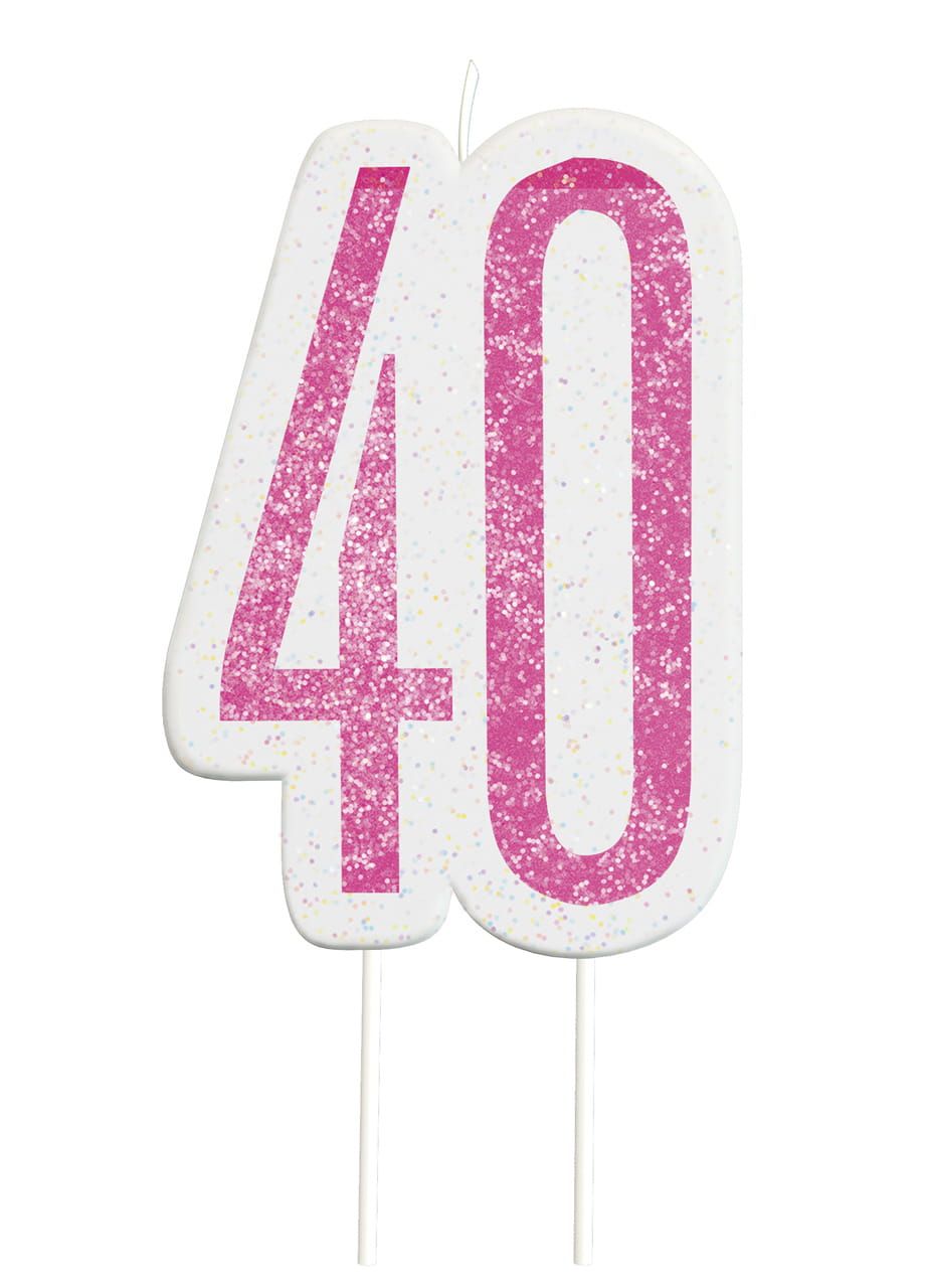 Świeczka urodzinowa 40 URODZINY różowa świeczka na tort