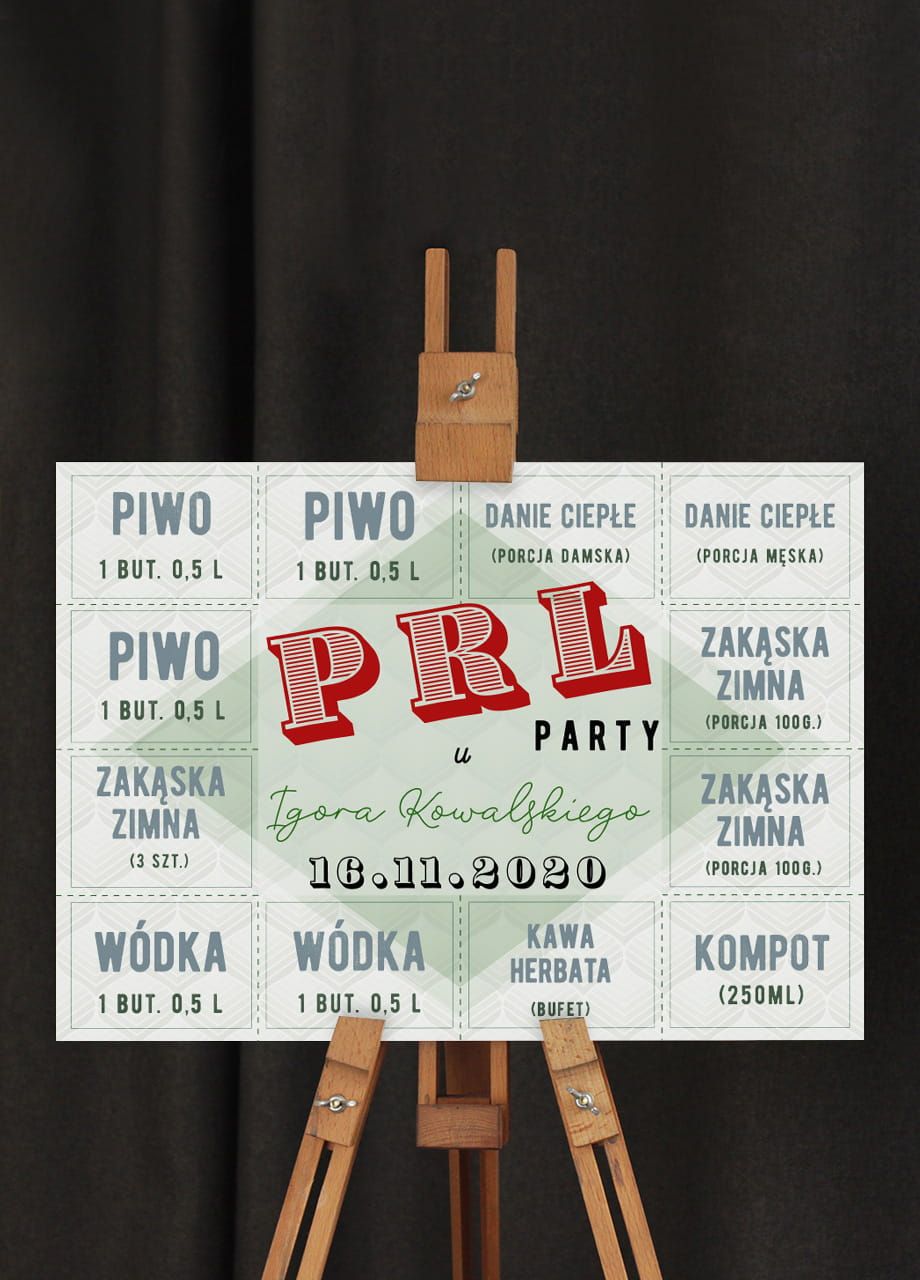 Tablica powitalna gości PRL PARTY