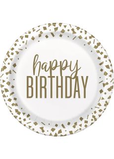 Papierowe talerzyki HAPPY BIRTHDAY 23cm (8szt.)