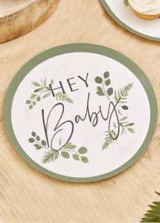 Talerzyki baby shower BOTANICAL 24cm (8szt.)