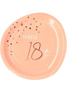 Talerzyki papierowe 18 URODZINY ELEGANT BLUSH 23cm (8szt.)