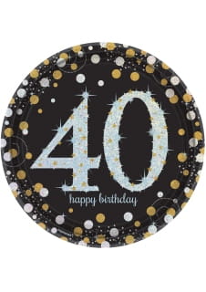 Talerzyki na 40 urodziny HAPPY BIRTHDAY 23cm (8szt.)