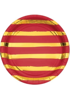 Talerzyki jednorazowe ZOTE PASKI czerwone 23cm (8szt.)