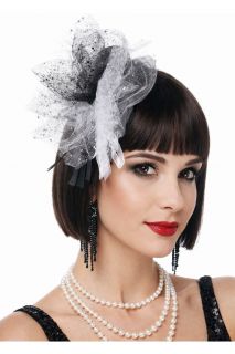 Toczek czarny na spince LATA 20 fascynator opaska lata 20 ozdoba na g�ow� fascynator lata 20