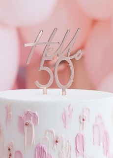 Topper na tort 50 URODZINY HELLO rose gold