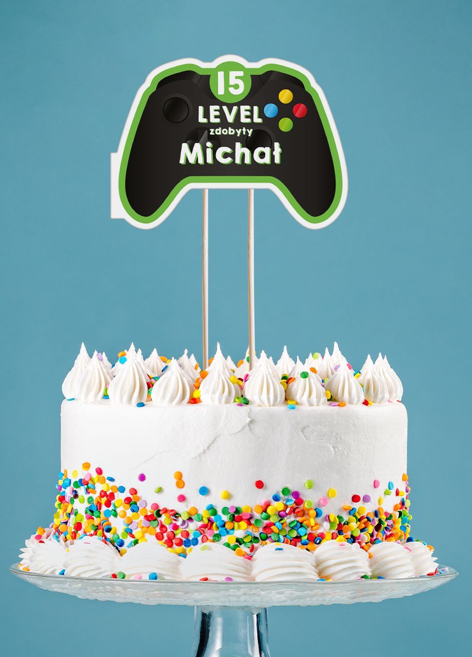 Personalizowany topper na tort dla gracza LEVEL