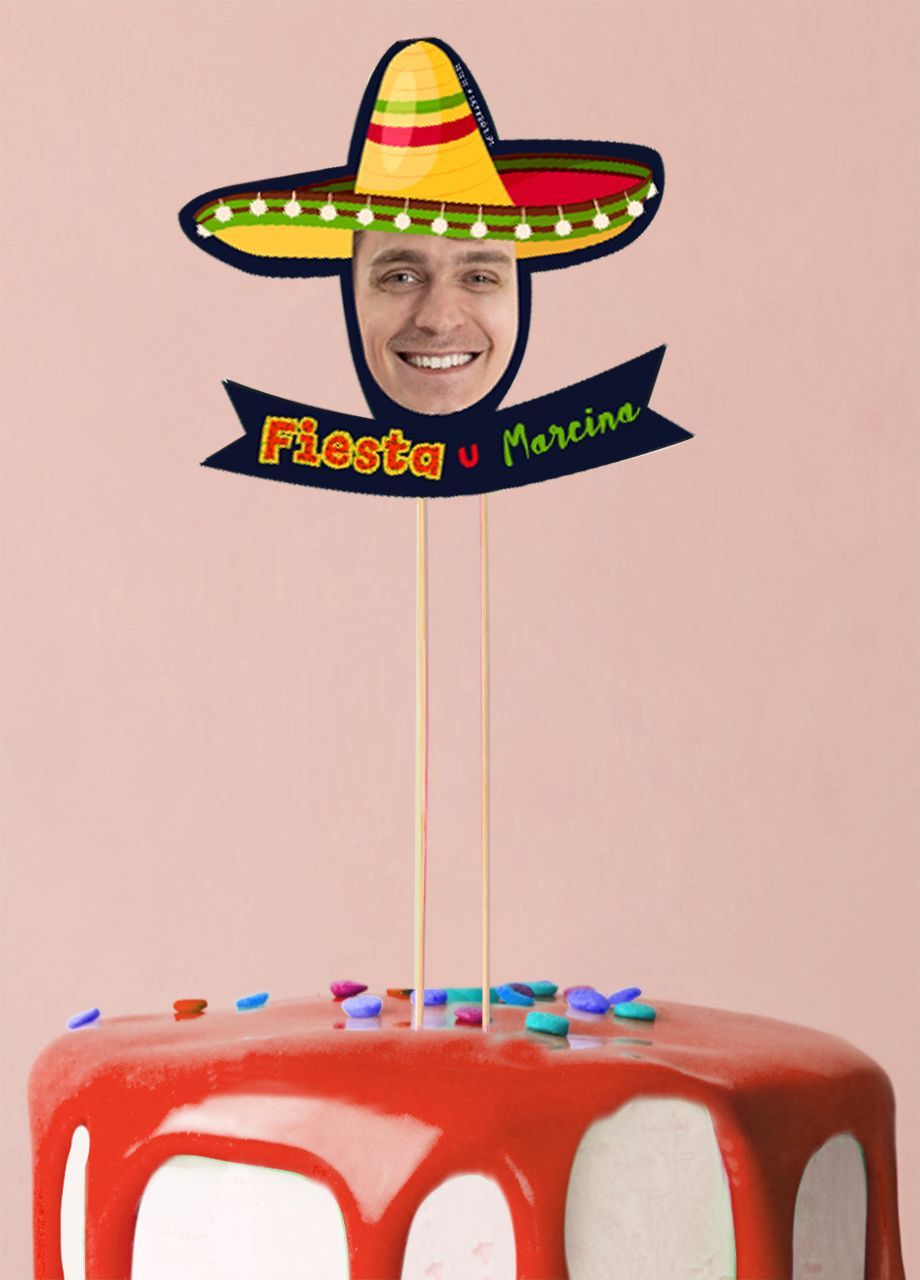 Topper na tort ze zdjęciem FIESTA dekoracja meksykańska