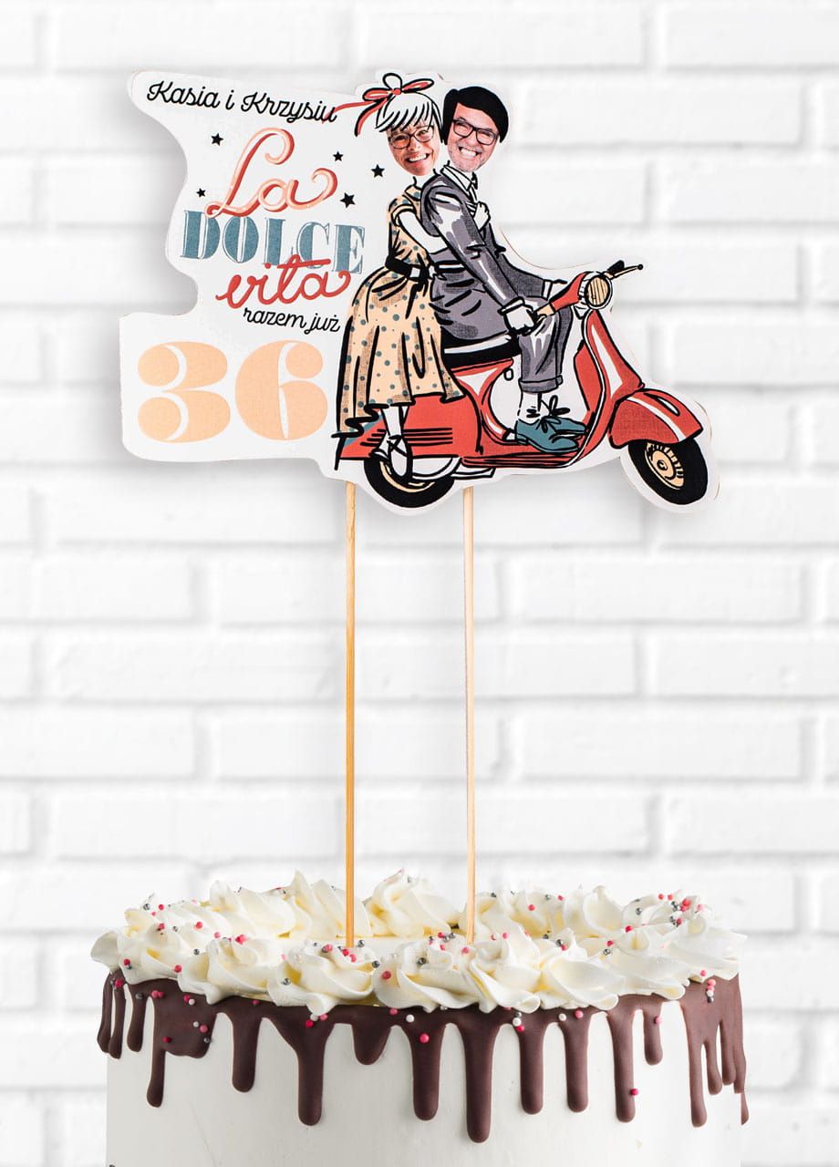 Topper na tort na rocznice ślubu LA DOLCE VITA dekoracje tortu 