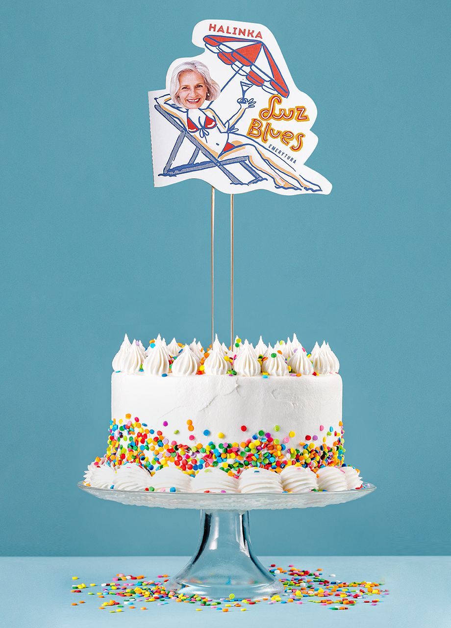 Personalizowany topper na tort urodzinowy LUZ BLUES dekoracja tortu dla emeryta