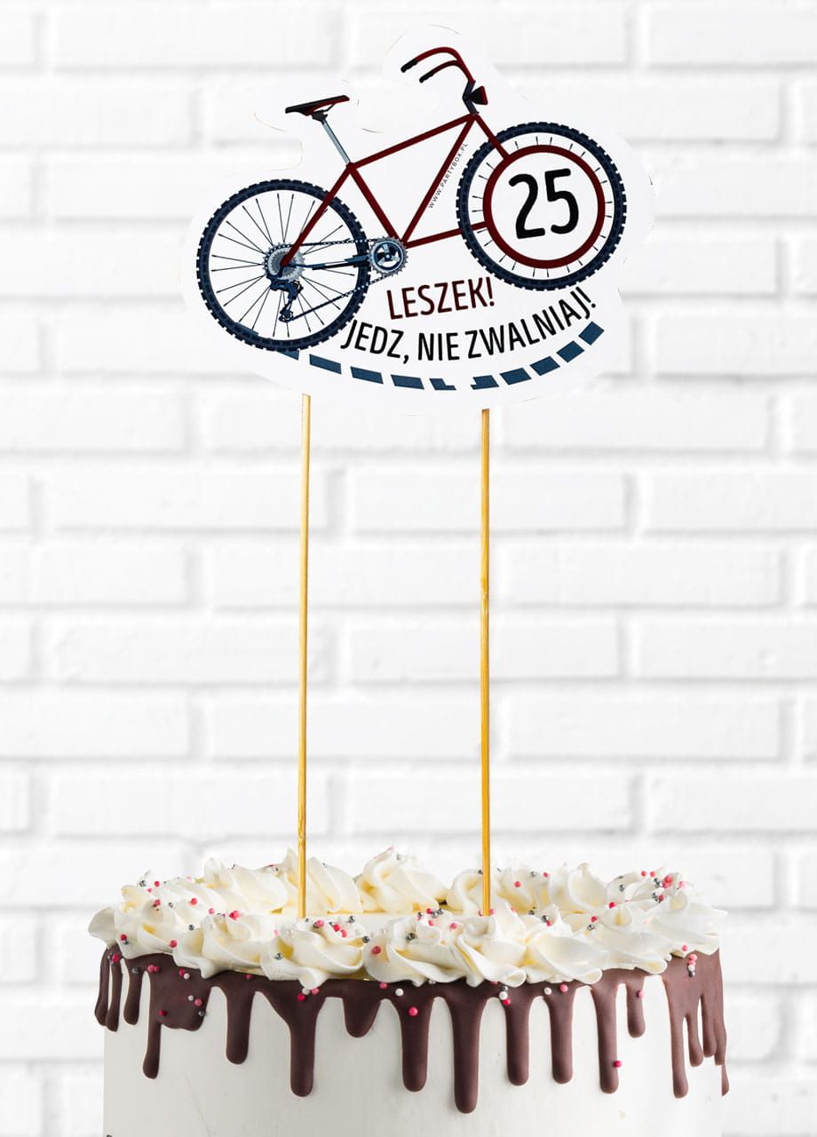 Topper na tort rowerowy ROWEROWO urodziny rowerzysty