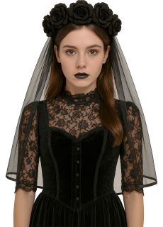 Czarny kr�tki WELON Z RӯAMI dodatek do stroju na Halloween