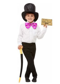 Zestaw WILLY WONKA kapelusz + muszka + laska + bilet 
