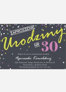 Zaproszenia na 30 urodziny personalizowane KONFETTI