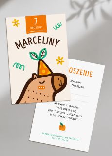 Zaproszenia na urodziny dziecka KAPIBARA zaproszenia urodzinowe dla dzieci zaproszenia personalizowane