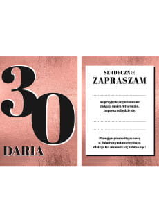 Zaproszenia na 30 urodziny GLAM personalizowane