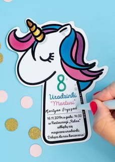 ZAPROSZENIA JEDNOROEC personalizowane urodziny unicorn (6szt.)