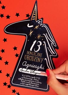 Zaproszenia jednoroec personalizowane MAGIC urodziny unicorn (6szt.)