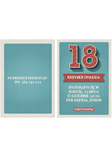 Zaproszenia personalizowane na 18 urodziny TURKUS