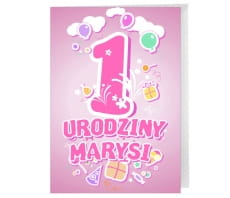Zaproszenia na roczek dla dziewczynki RӯOWE personalizowane