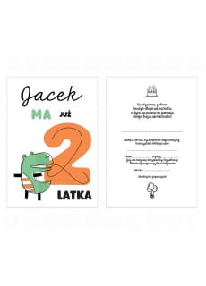 Personalizowane zaproszenia na 2 urodziny KROKODYLEK