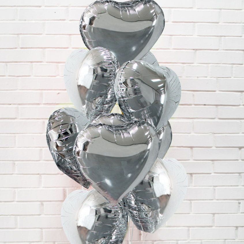 Zestaw balonów z butlą WALENTYNKI srebrny