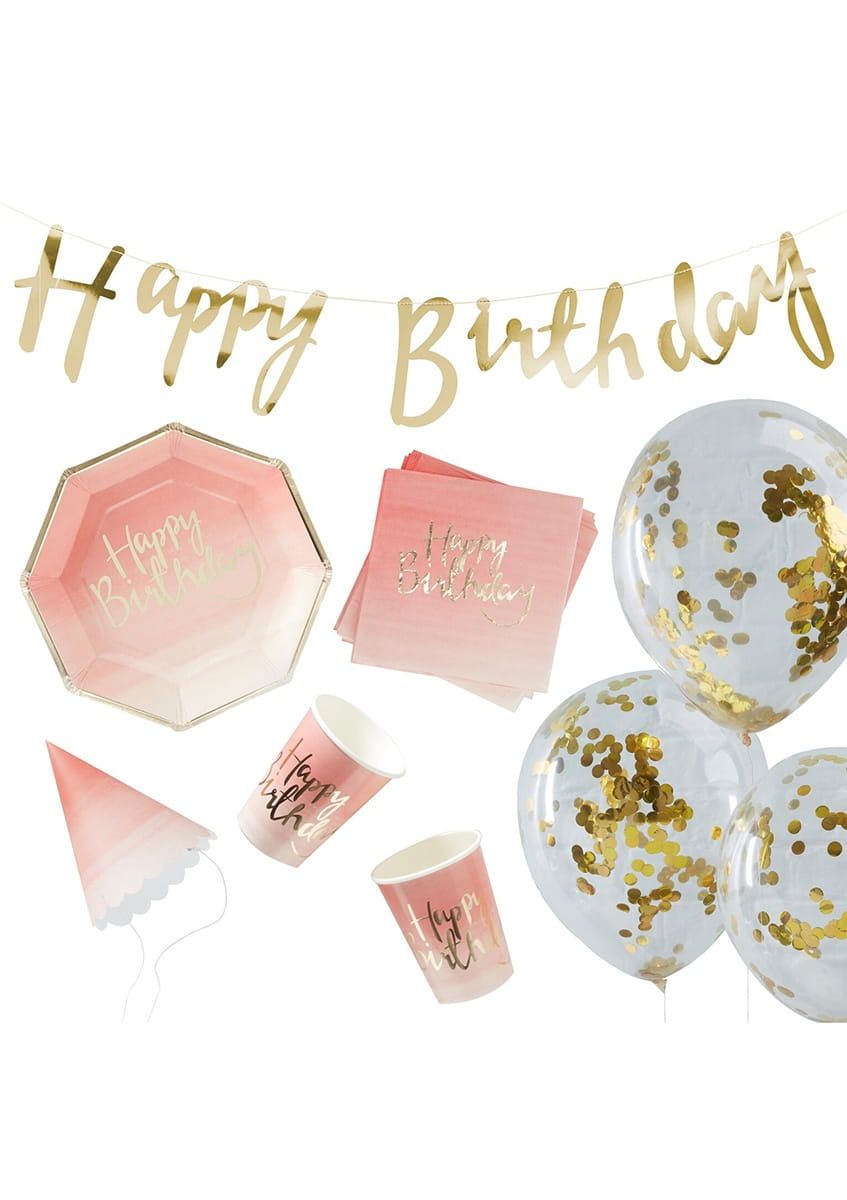 Party box urodzinowy zestaw HAPPY BIRTHDAY ombre