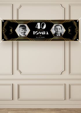 Baner urodzinowy personalizowany OKR�G�E URODZINY dla niego dekoracja na 40 urodziny baner na 40 urodziny