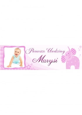 Baner personalizowany na URODZINY DZIEWCZYNKI dekoracja ze zdjciem