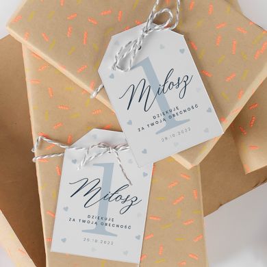 Zawieszki z podziękowaniem dla gości ROCZEK CHŁOPCA (16szt.) Zawieszki z podziękowaniem dla gości ROCZEK CHŁOPCA (16szt.)