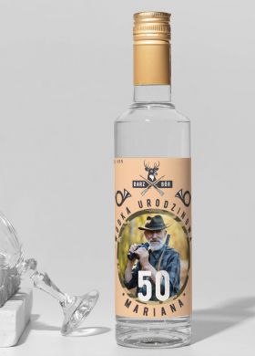 Etykieta na alkohol DLA MYŚLIWEGO ze zdjęciem etykiety na alkohol personalizowane urodziny myśliwego Etykieta na alkohol DLA MYŚLIWEGO ze zdjęciem etykiety na alkohol personalizowane urodziny myśliwego