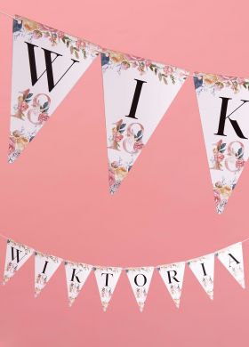 Personalizowana girlanda na 18 urodziny KWIATY 17-24 znaki Personalizowana girlanda na 18 urodziny KWIATY 17-24 znaki