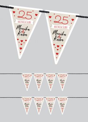 Personalizowana girlanda flagi na 25 rocznicę ślubu Personalizowana girlanda flagi na 25 rocznicę ślubu