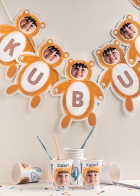 Personalizowana girlanda ze zdjęciem MISIE dekoracja na roczek 9-16 znaków Personalizowana girlanda ze zdjęciem MISIE dekoracja na roczek 9-16 znaków