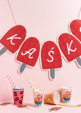 Girlanda personalizowana LODY girlanda z własnym napisem 4-8 znaków Girlanda personalizowana LODY girlanda z własnym napisem 4-8 znaków