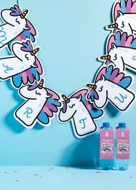 Girlanda urodzinowa JEDNOROŻEC dekoracje z jednorożcem 9-16 znaków Girlanda urodzinowa JEDNOROŻEC dekoracje z jednorożcem 9-16 znaków