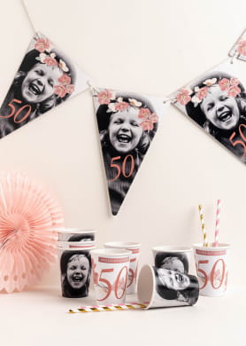Girlanda urodzinowa VINTAGE ze zdj�ciem dekoracja na 50 urodziny girlanda na urodziny