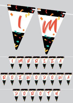 Personalizowana girlanda na imprezę rozwodową 9-16 znaków Personalizowana girlanda na imprezę rozwodową 9-16 znaków