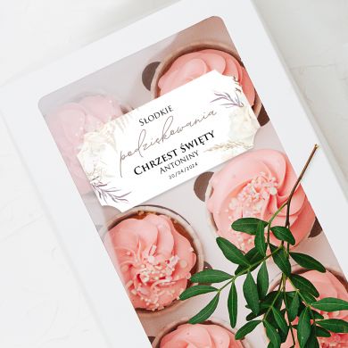 Naklejki na pudełko na ciasto PODZIĘKOWANIA ZA OBECNOŚĆ NA CHRZCIE Naklejki na pudełko na ciasto PODZIĘKOWANIA ZA OBECNOŚĆ NA CHRZCIE