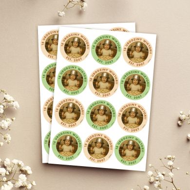 Naklejki urodzinowe ZE ZDJ�CIEM personalizowane naklejki naklejki ze zdj�ciem naklejki na urodziny