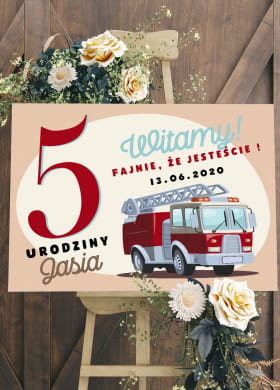 Personalizowana tablica powitalna STRA�AK urodziny ch�opca