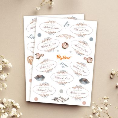 Personalizowane naklejki BOHO podziękowania dla gości weselnych Personalizowane naklejki BOHO podziękowania dla gości weselnych