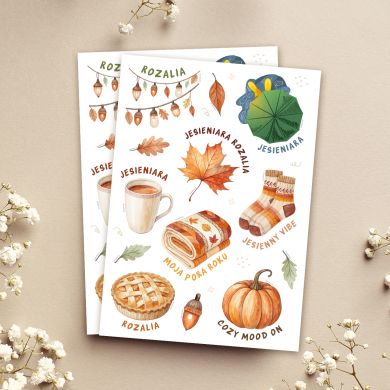 Personalizowane naklejki JESIE� naklejki personalizowane prezent dla jesieniary jesienne naklejki