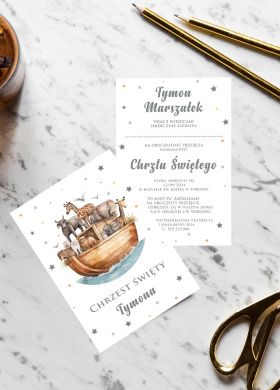 Personalizowane zaproszenia na chrzest ARKA NOEGO Personalizowane zaproszenia na chrzest ARKA NOEGO