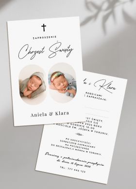 Personalizowane zaproszenie na CHRZEST BLI�NI�T zaproszenia na chrzest zaproszenia na chrzciny